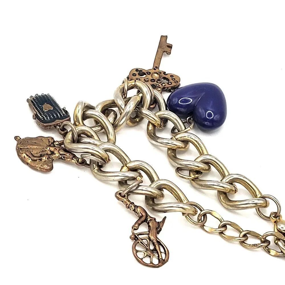 ALDO SIlvertone Chunky Chain Bracelet Charm 9.5in